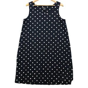 AGB Navy White Polka Dot A-line Sleeveless Dress, Knife Pleats